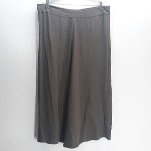 Eileen Fisher Womens Size Large Back Zip Ankle Length A Line Skirt Gray Silk